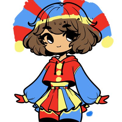 cute femboy with short, fluffy hair that softly frames their face, wearing a cropped hoodie, paired with a flouncy short skirt, and thigh-high stockings