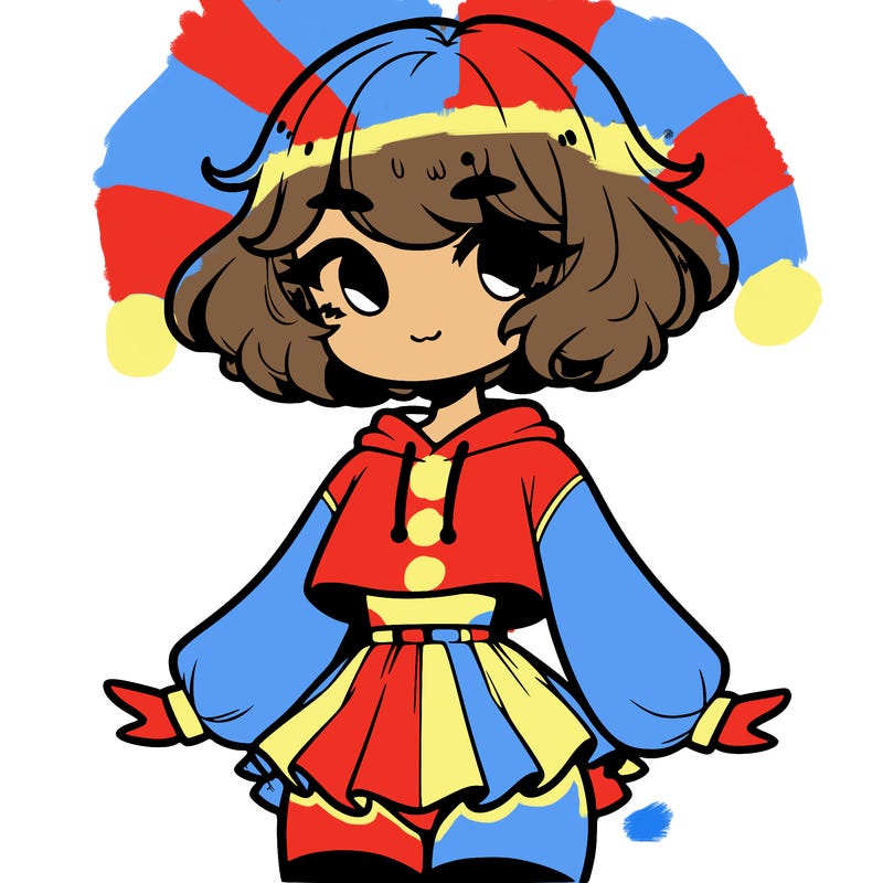 cute femboy with short, fluffy hair that softly frames their face, wearing a cropped hoodie, paired with a flouncy short skirt, and thigh-high stockings