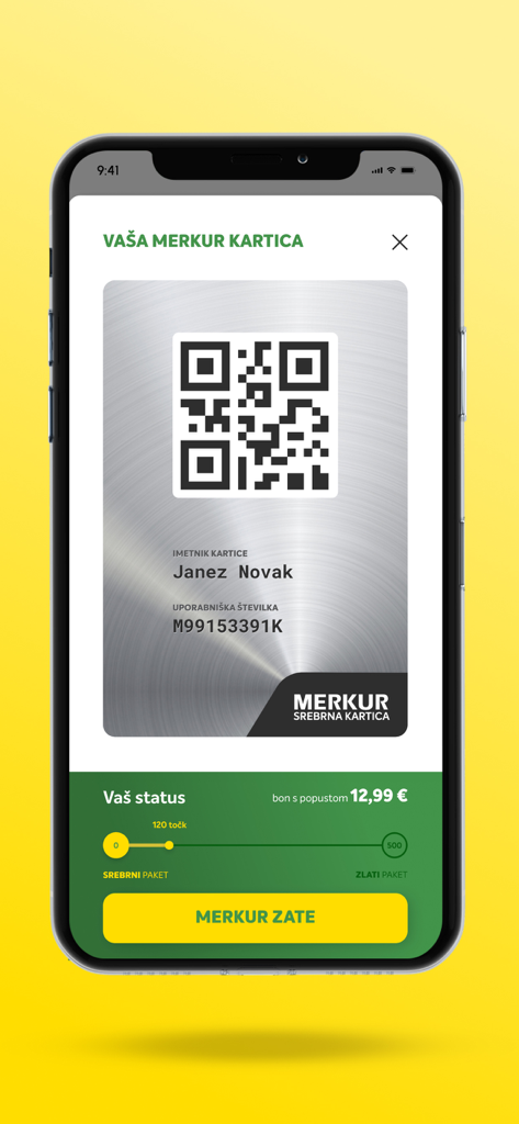 MERKUR Zate - Cartão de fidelidade digital com código QR e pontos de status no aplicativo MERKUR Zate