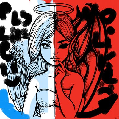 realistic angel half demon