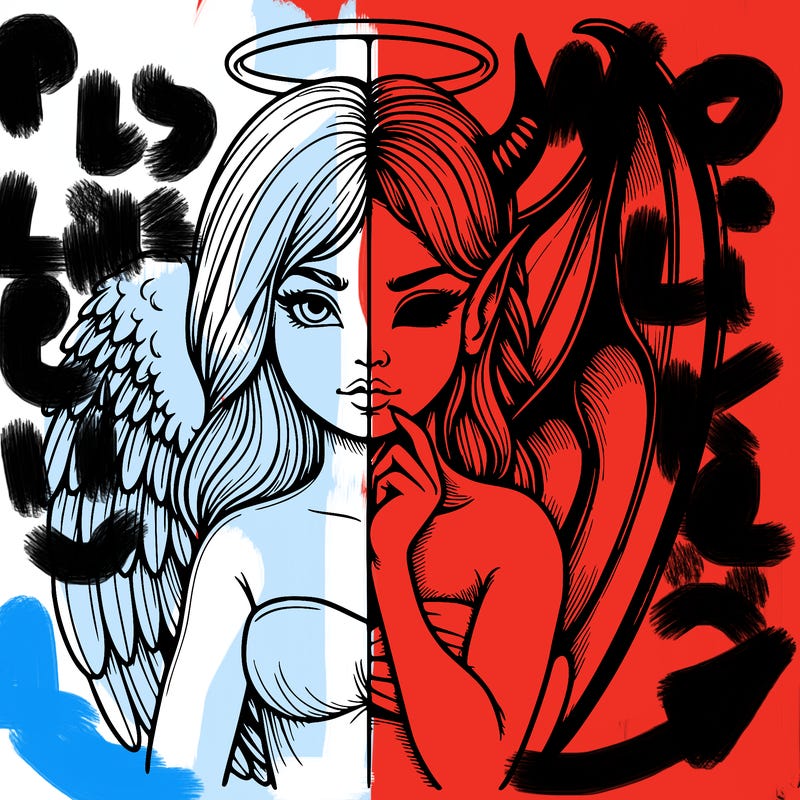 realistic angel half demon