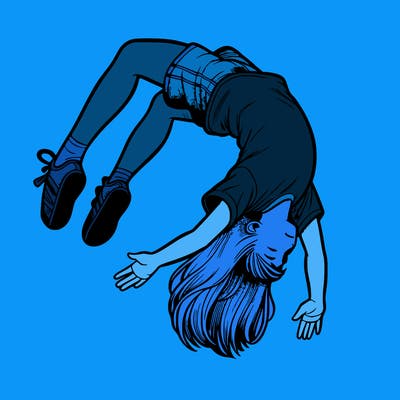 realistic girl doing a backflip