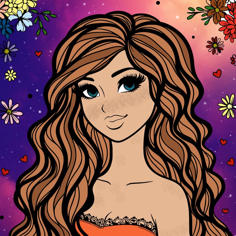 pretty woman with long wavy hair