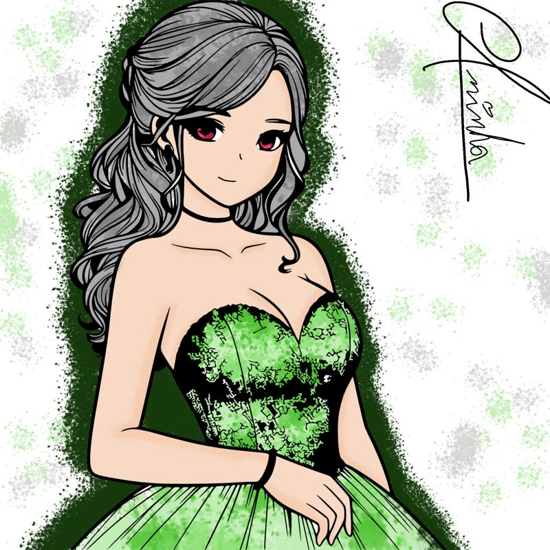 realistic girl in prom dress