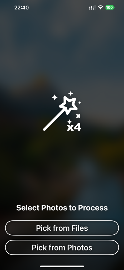 Upscale Image: Upscaler AI - Interface para selecionar fotos para aprimorar no aplicativo de aprimoramento de fotos com IA