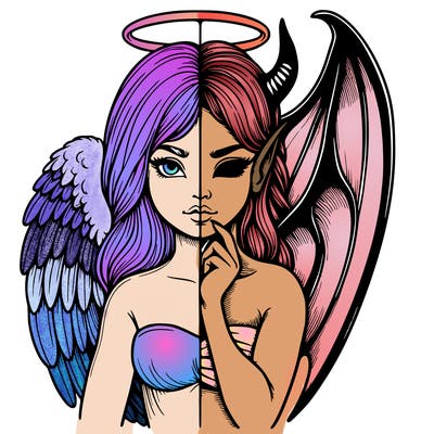 realistic angel half demon