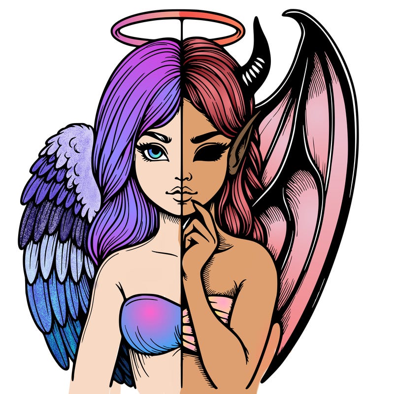 realistic angel half demon