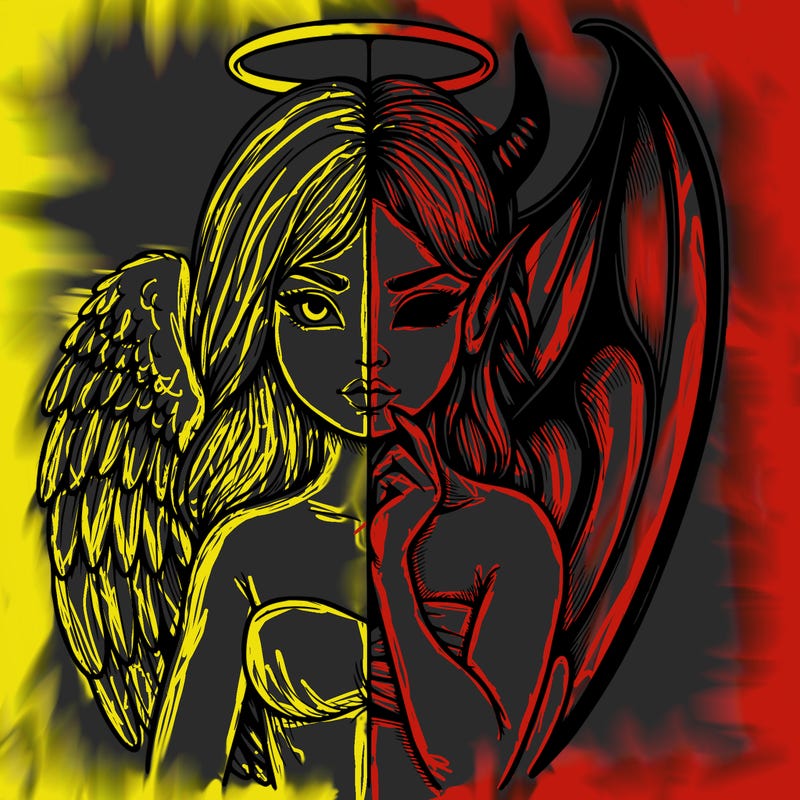 realistic angel half demon