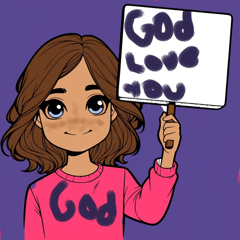 realistic girl holding up a sign