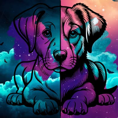 realistic dog split picture