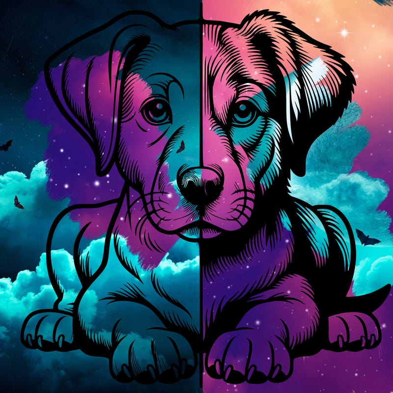 realistic dog split picture