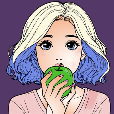 woman eating an apple