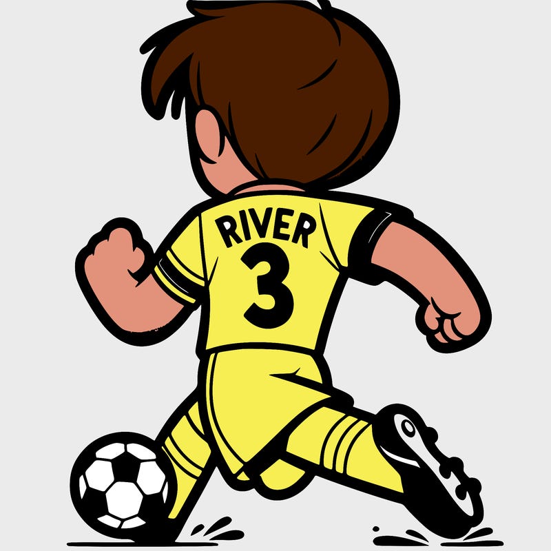 a soccer player with the number three on the back and says river