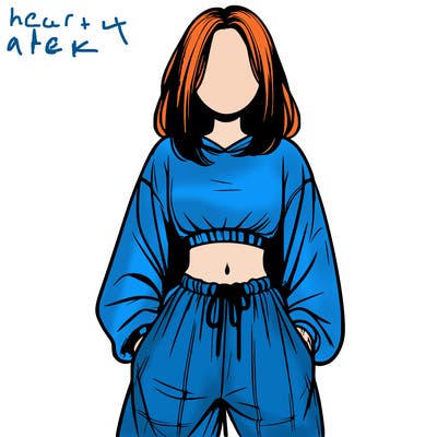realistic girl faceless with baggy pants and a crop top