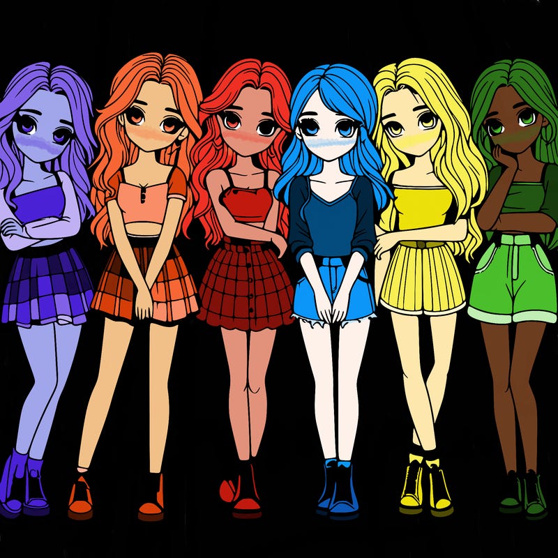 a group of girls realistic