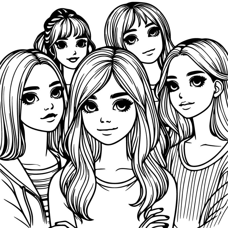 a group of realistic girls