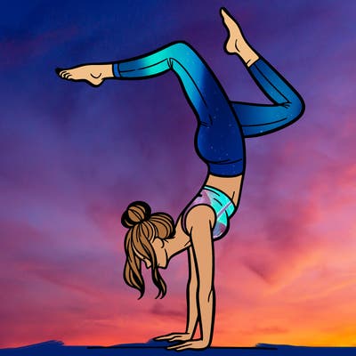 a woman doing a handstand