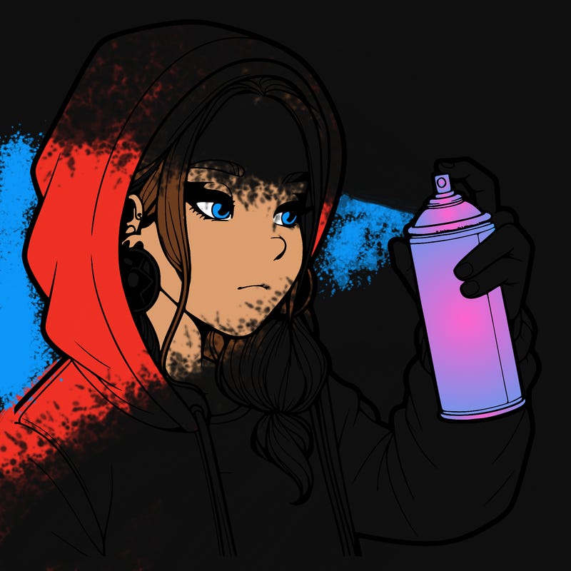 a realistic girl, spray painting
