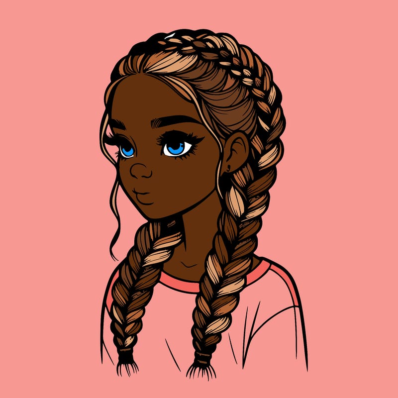 realistic girl with braids