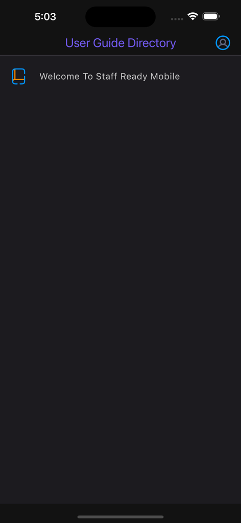 User Guide Directory screen in the StaffReady mobile app