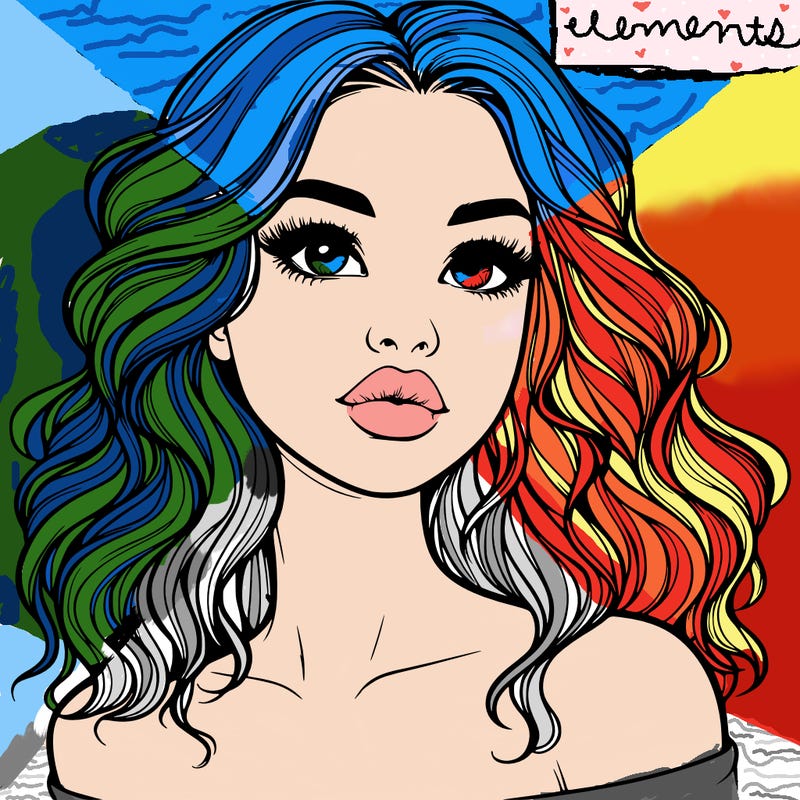 realistic girl with wavy hair and lips