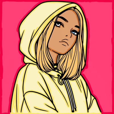 a realistic girl in a hoodie
