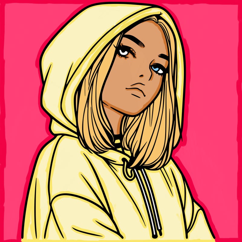 a realistic girl in a hoodie