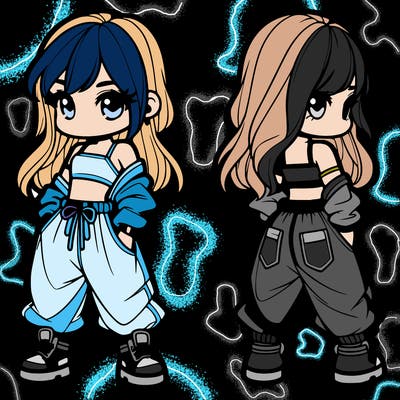 girl in crop top and baggy pants