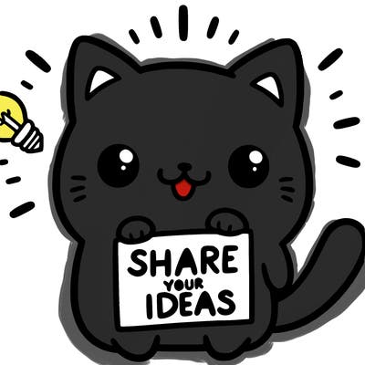a cute cat saying share your ideas