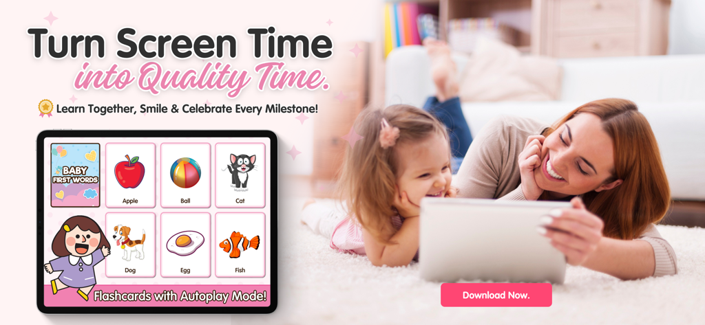 Learning Games for Kids ABC - Madre e hija sonriendo mientras usan juntas la aplicación Juegos Educativos para Niños ABC en una tableta