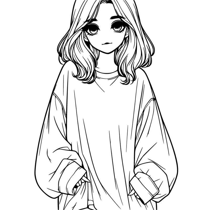 realistic girl in oversized shirt