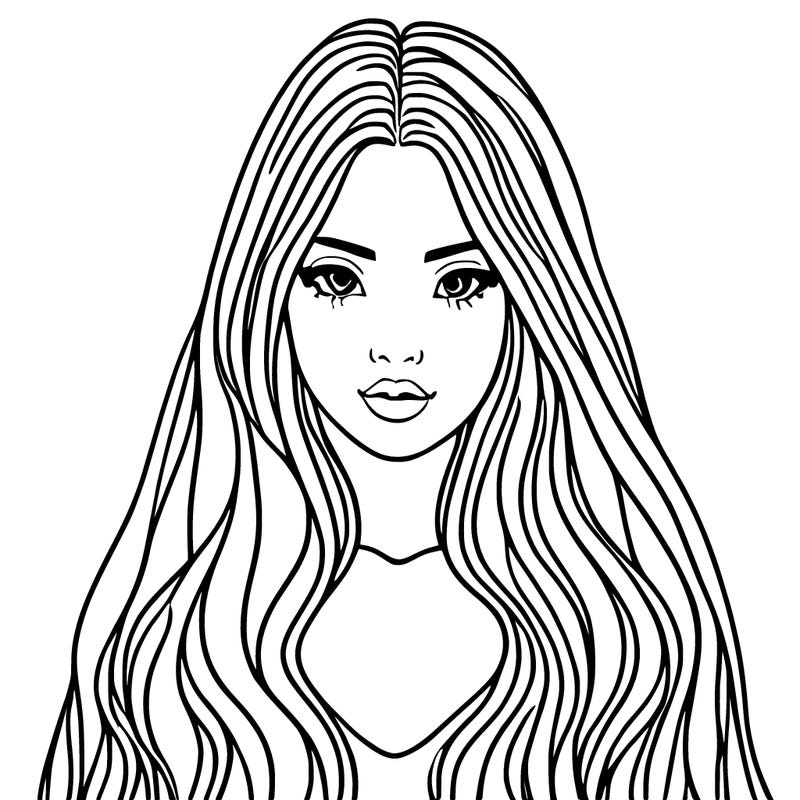 cute girl with long hair