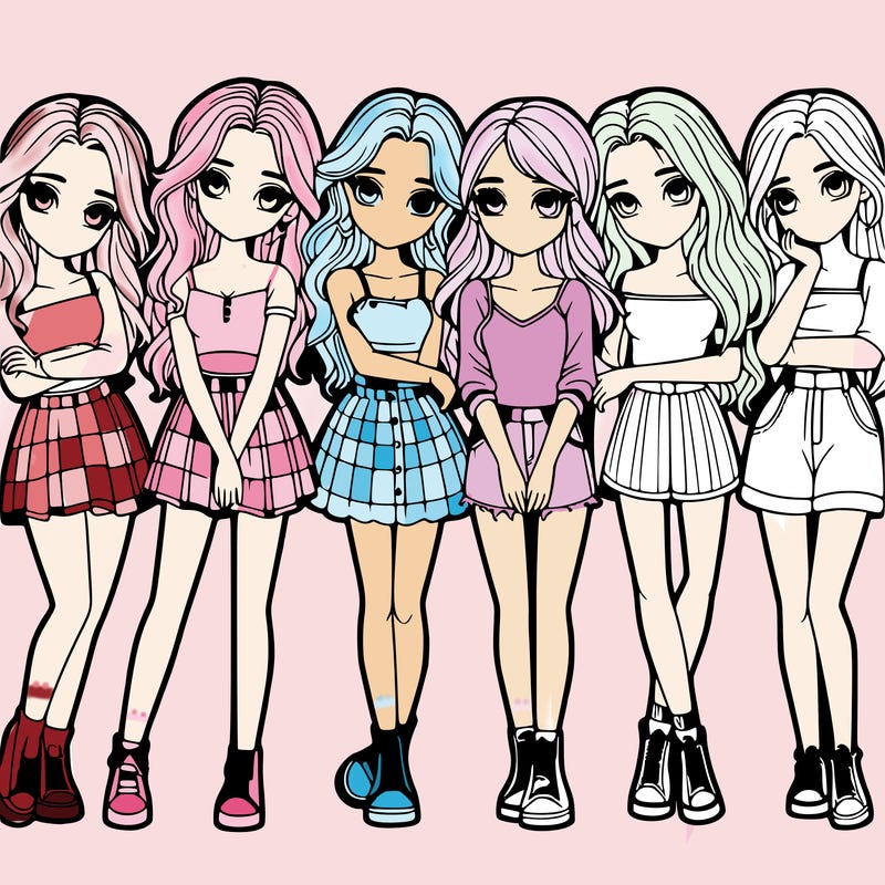 a group of girls realistic