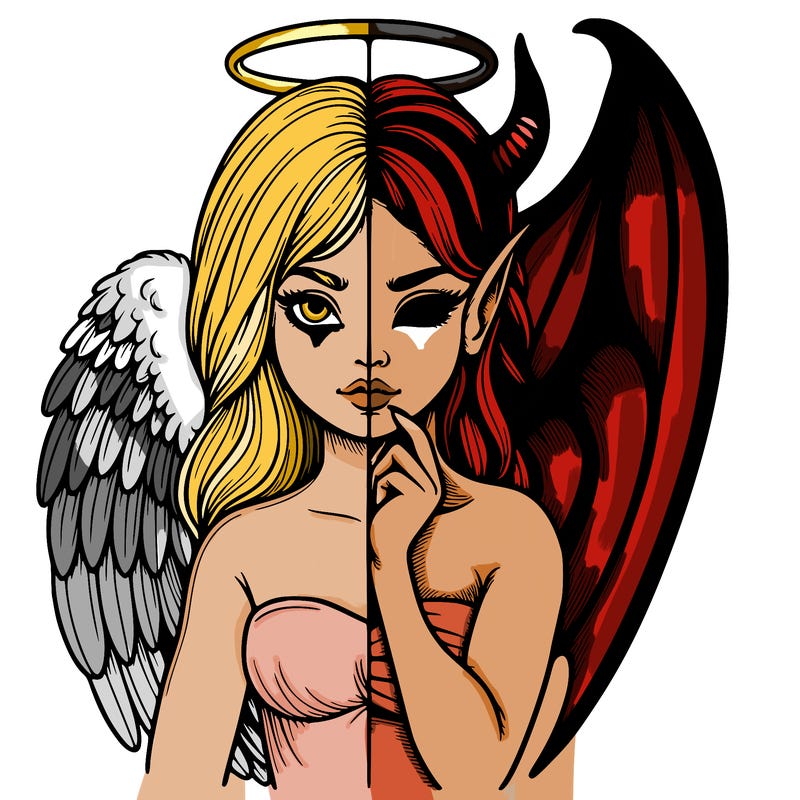 realistic angel half demon