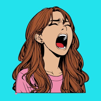 screaming realistic, girl