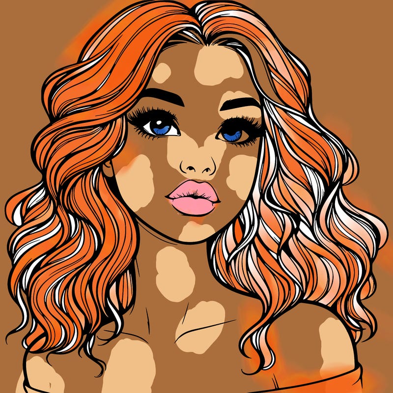 realistic girl with wavy hair and lips