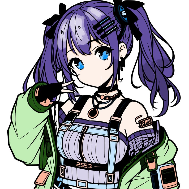 anime teen girl in cyberpunk outfit