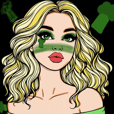 realistic girl with wavy hair and lips