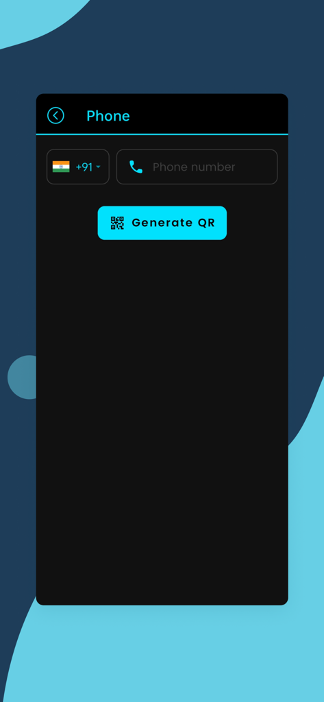 QR Verse - QR Code Generator - Interface for generating a phone call QR code