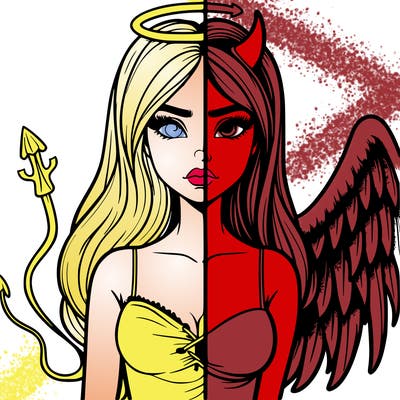 devil vs angel realistic girl