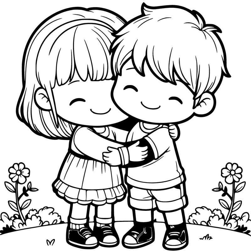 boy and girl huging