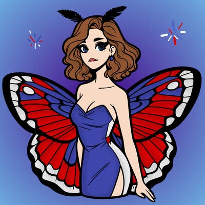 woman with moth wings