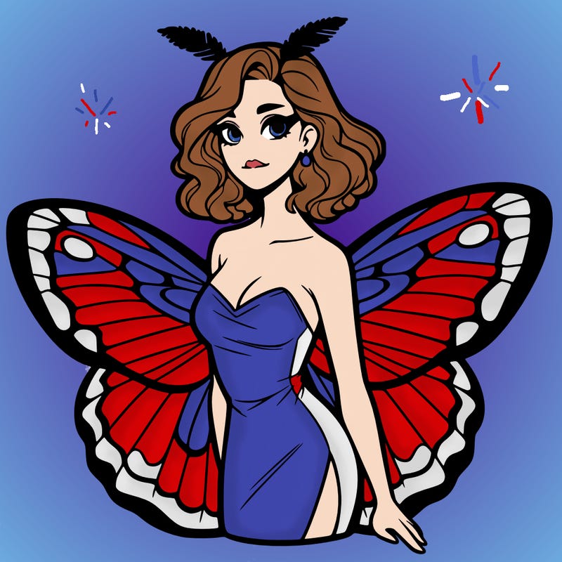 woman with moth wings