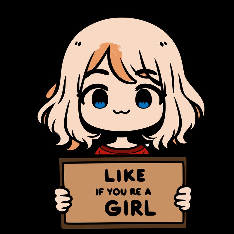 a cute girl holding a sign that says like if you’re a girl
