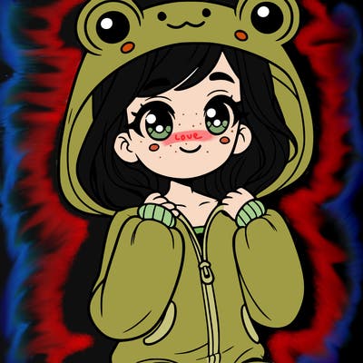 pretty girl in frog onesie