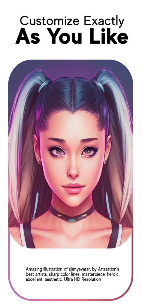 Dreams AI Art Generator - High quality AI generated digital illustration of a woman avatar with pigtails