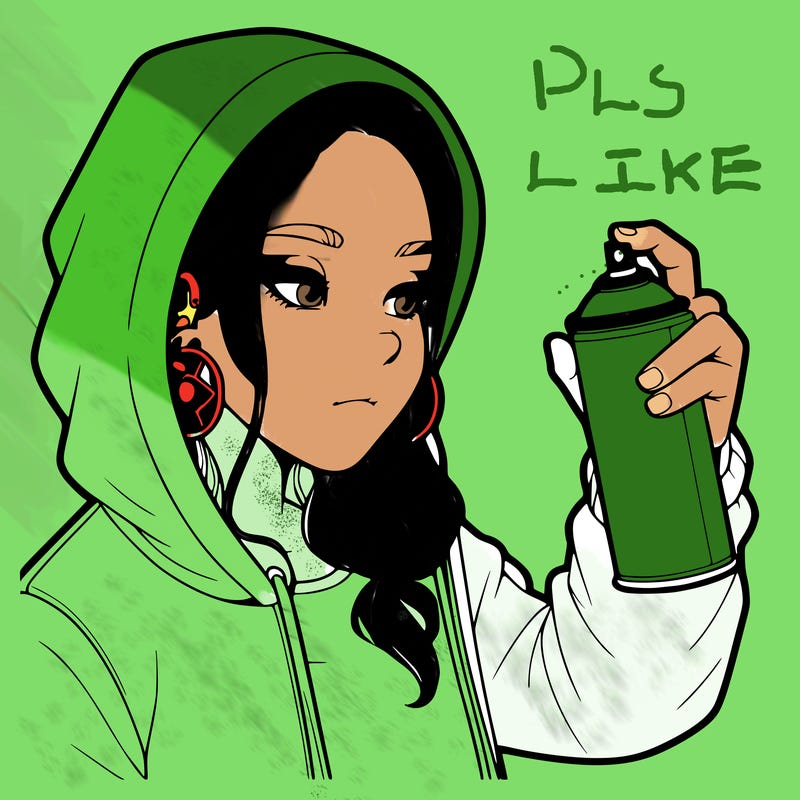 a realistic girl, spray painting