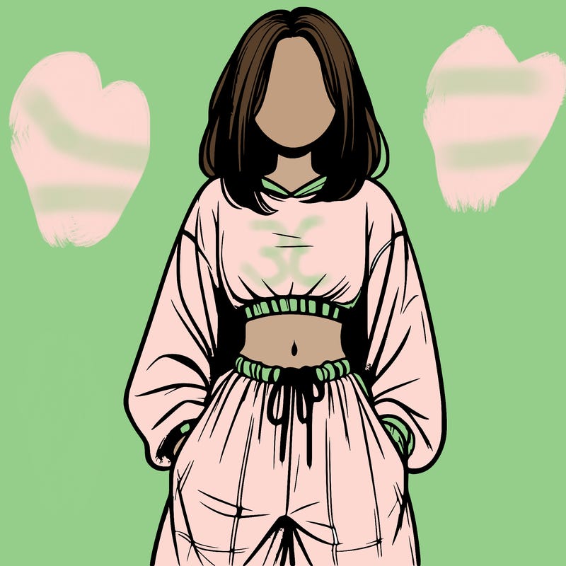 realistic girl faceless with baggy pants and a crop top