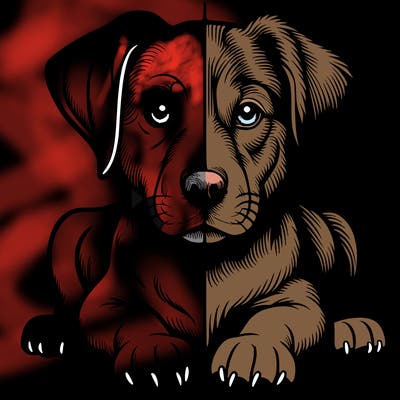 realistic dog split picture