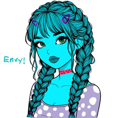 realistic girl with braids